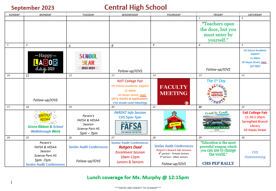 Sept 2023 Calendar Guidance