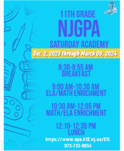 NJGPA Saturday Academy for 11th grade students - every Saturday at Central High School!