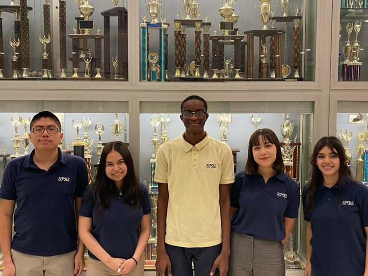 NBOE Science Park High School QuestBridge Scholarship Recipients<br>Rooney Salas, Jennifer Sanmartin, Ayomide Adewole Adekoya, and Sthefany Ayumi Fukagawa