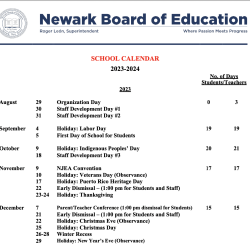 Newark board of Education School Calendar 2023-2024