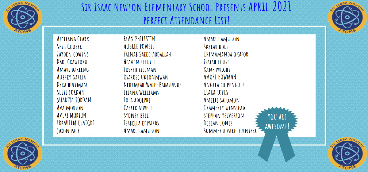 April Perfect Attendance