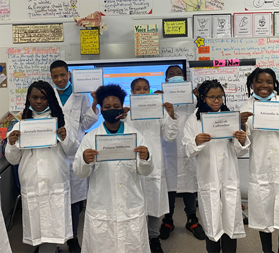 Peshine students during the White Lab Coat ceremony.