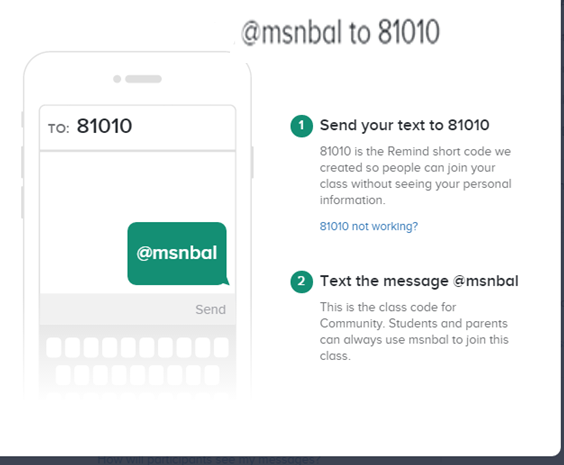 Remind Codes for Text Messages