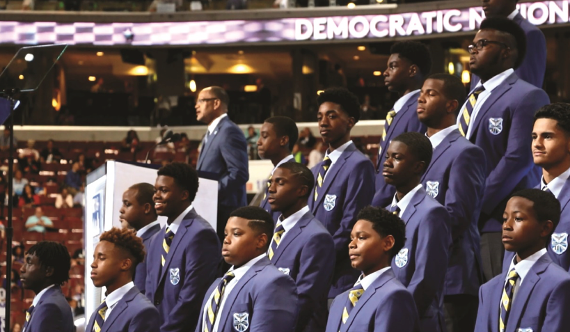 Six Eagle Academy for Young Men of Newark scholars performed at the Democratic National Convention in Philadelphia