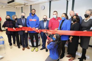 Grab-n-Go Breakfast Cart unveiled at Newark School of Global Studies by Darius Slayton of the New York Giants