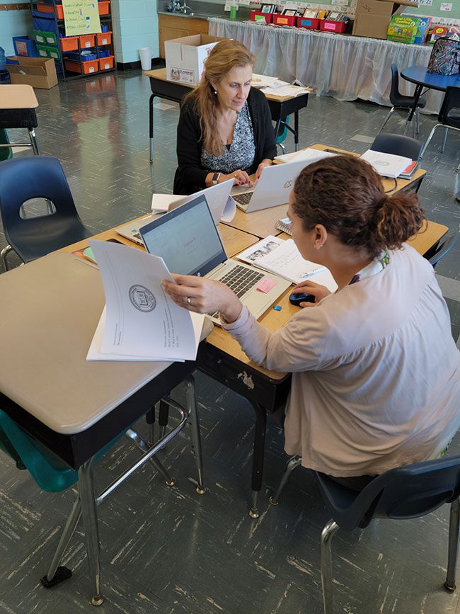 ESL Teachers at Peshine Avenue School collaborate using the new curriculum