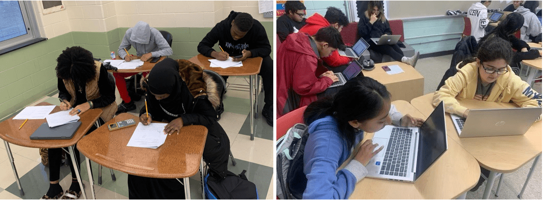 On the left: Students at Central High School during Math Prep
On the right: Students at East Side High School during ELA Prep