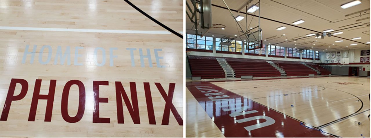 Upscale finishing touches on gymnasium at University High School