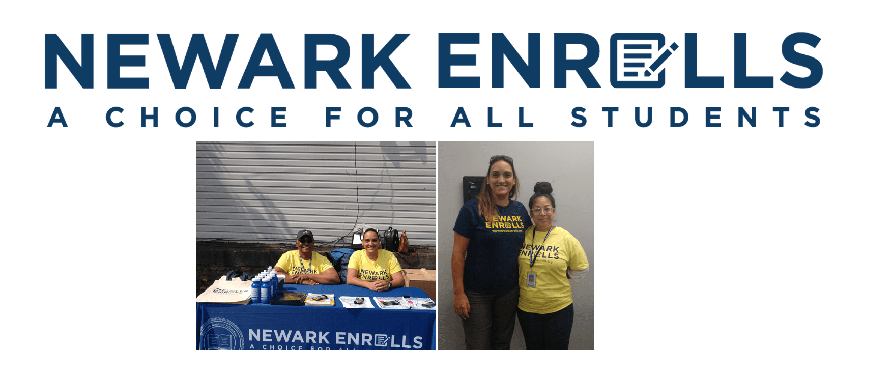 Elizabeth A Haden, Director of Student Enrollment and Newark Enrolls with Enrollment staff Juliana Aleandre and Ivelisse Woodson