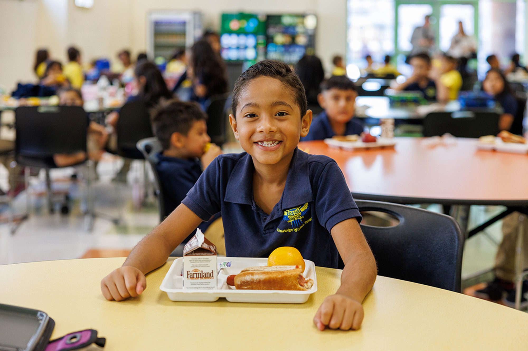 Oliver Street Elementary School student at lunch time.