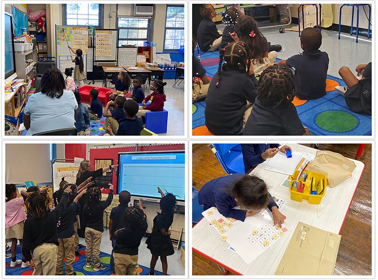 Kindergarten students at  Chancellor Avenue School on their way to becoming readers as they engage in phonics instruction