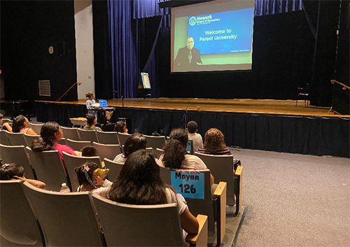 First Avenue School organized a viewing event for the commencement of the Fall Parent University program