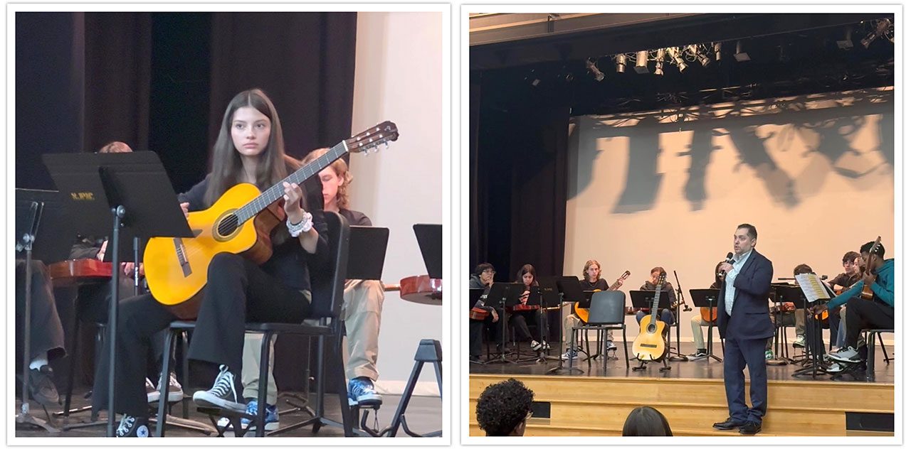 Arts High School guitar major performing during the seminar; Mr. Jayson Martinez sets the tone for the seminar as guitar majors prepare to perform