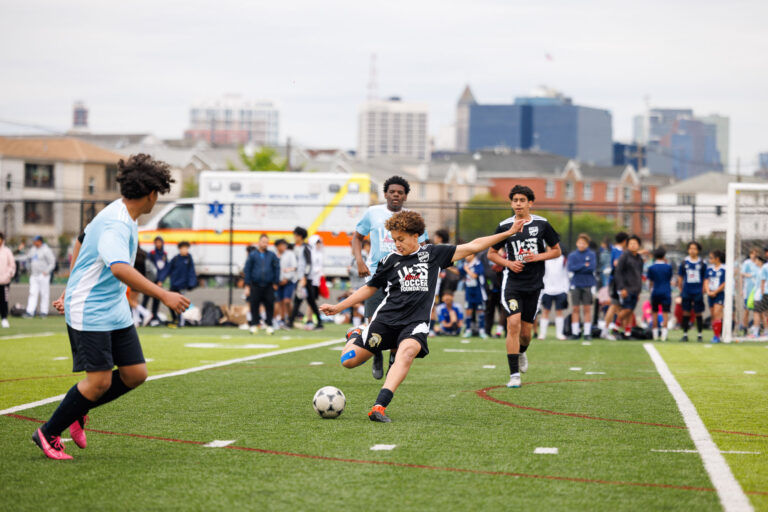 NBOE Elementary Soccer players during a match